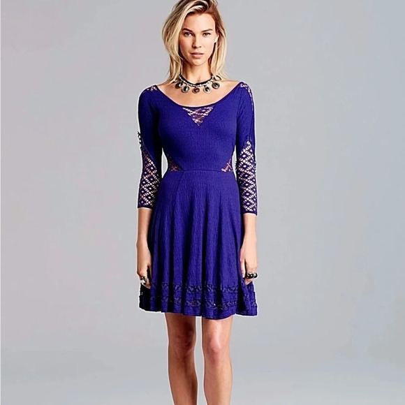 FREE PEOPLE To The Point Blue Dress Sz XS - Picture 1 of 9